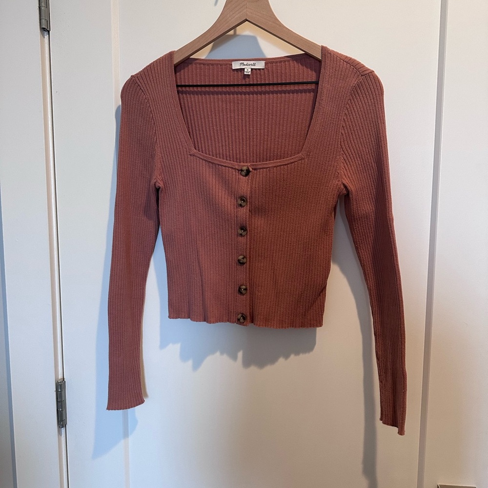 Madewell Dusty Pink Ribbed Long Sleeve